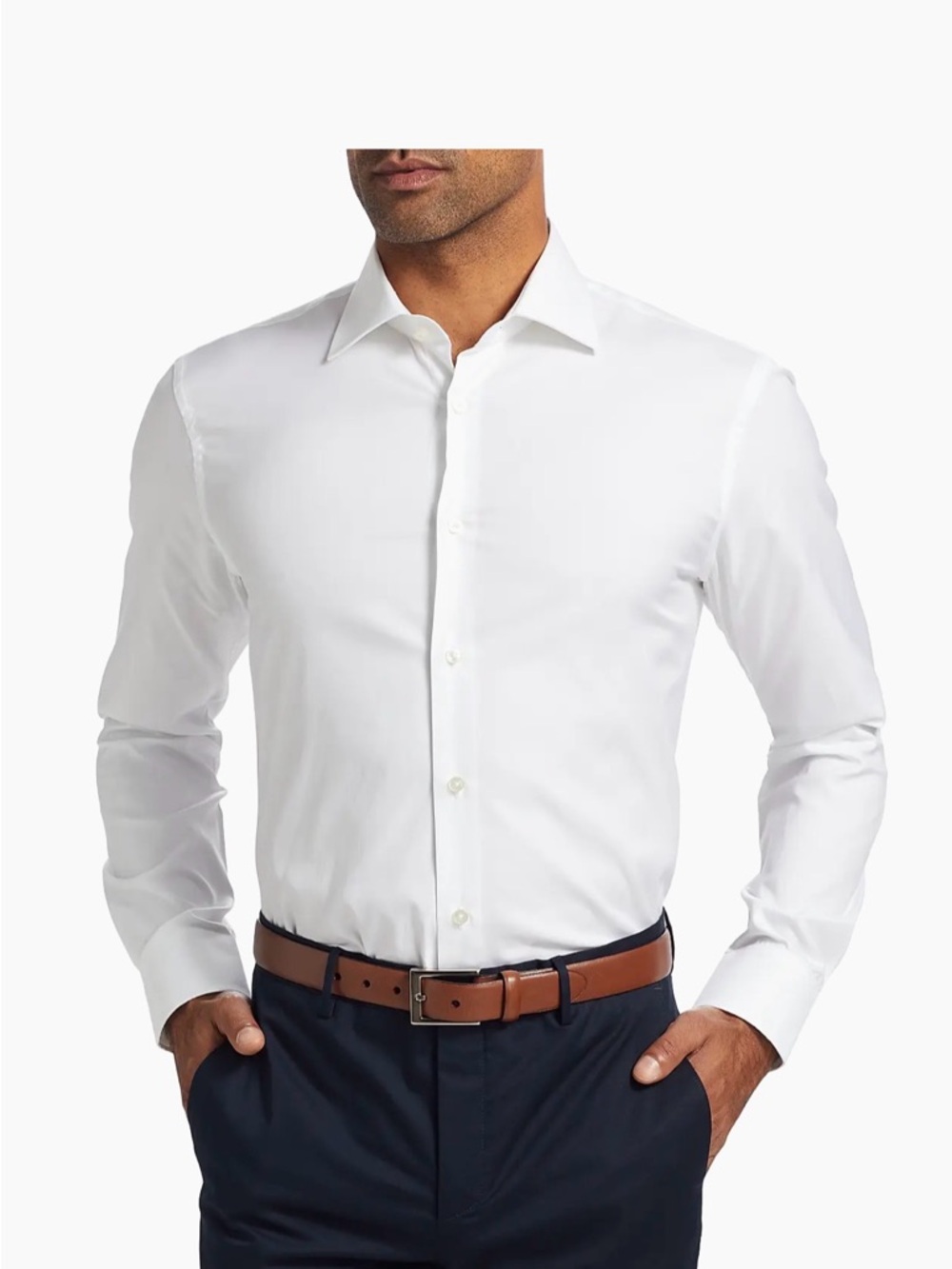 Saks Fifth Avenue Men's White Spread Collar Dress Shirt